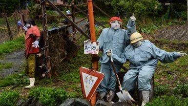 Two scarecrows on break, Nagoro Village